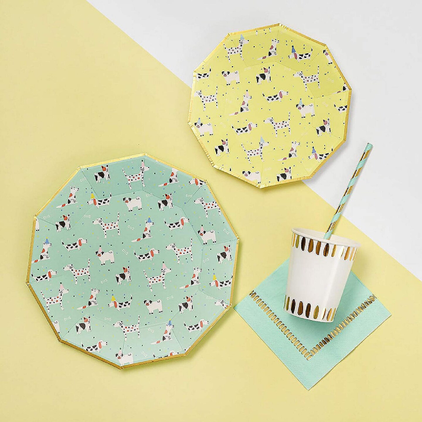 10 Count Hot Diggity Dog Small Paper Plates 7.25 Inch Fun Party Plates for Dog Lovers