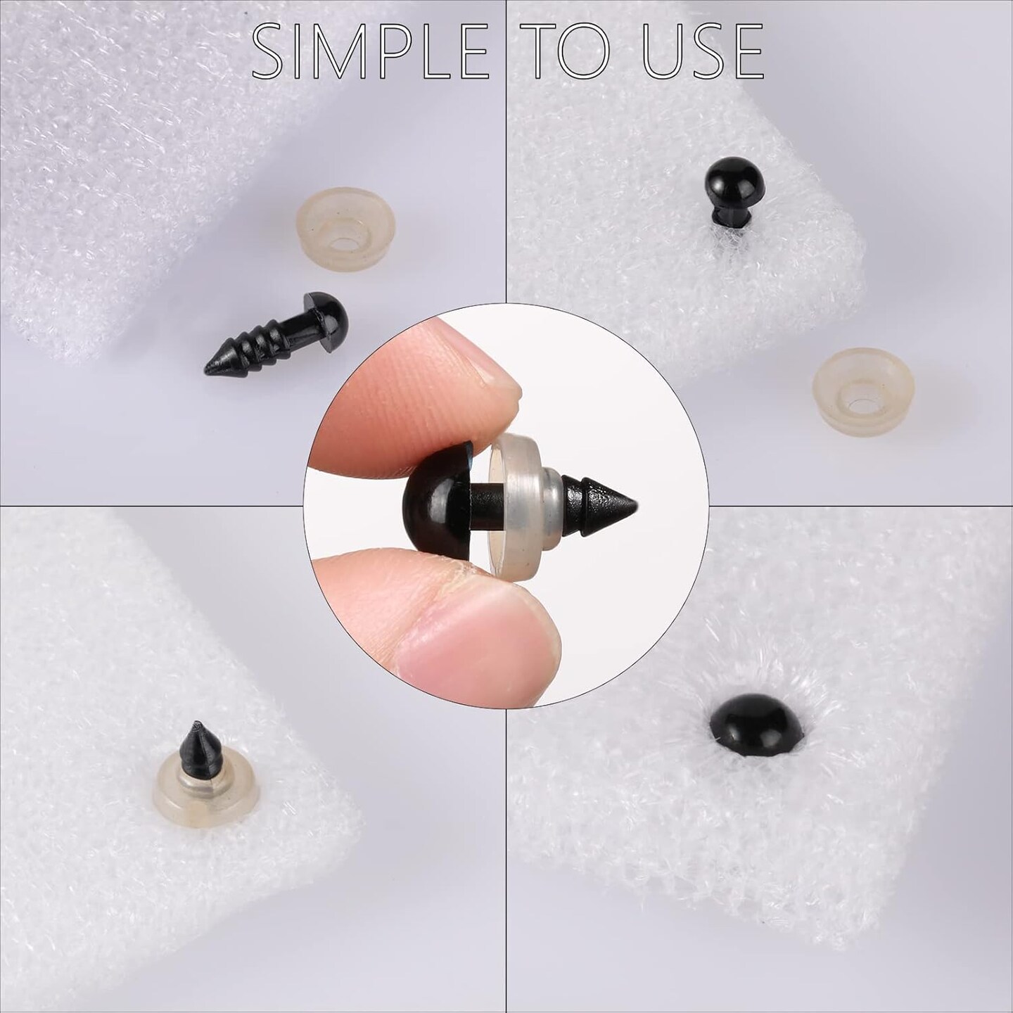 Cumkluu 700 Pcs Black Plastic Crochet Safety Eyes with Washers – For 6-14mm Stuffed Animals, Amigurumi DIY & Halloween Decorations