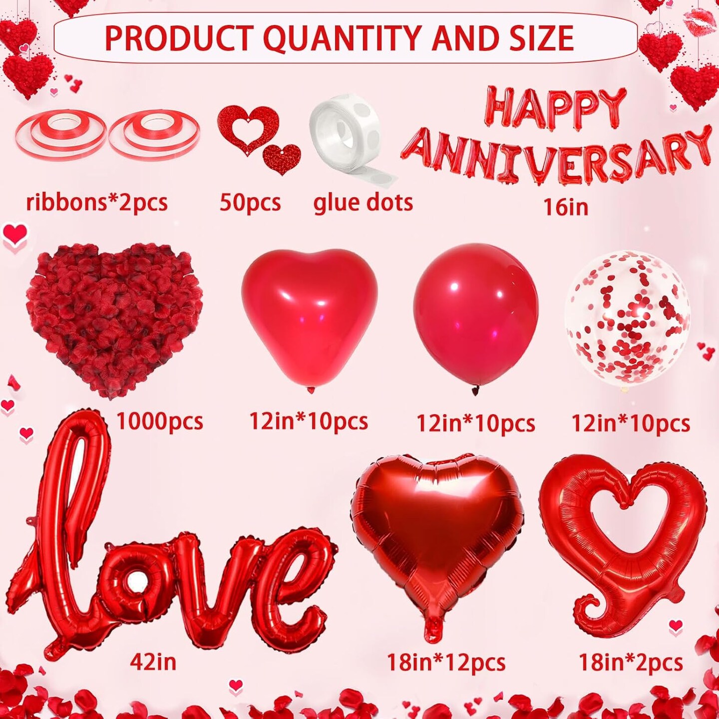 Happy Anniversary Decorations with Red Happy Anniversary Banner