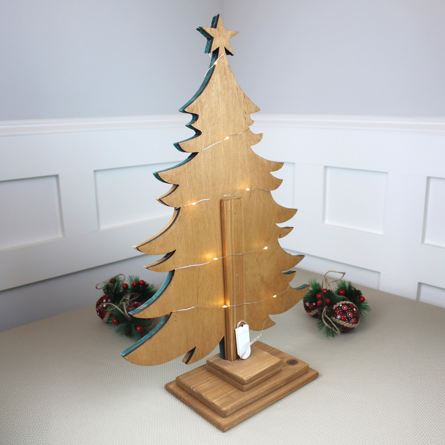 Copy-Rustic Natural Cedar Wood Christmas Tree With Fairy Lights, Modern  Farmhouse Personalized Decor, Fireplace Mantel, Tabletop Centerpiece |  MakerPlace by Michaels, image size:1080x1080
