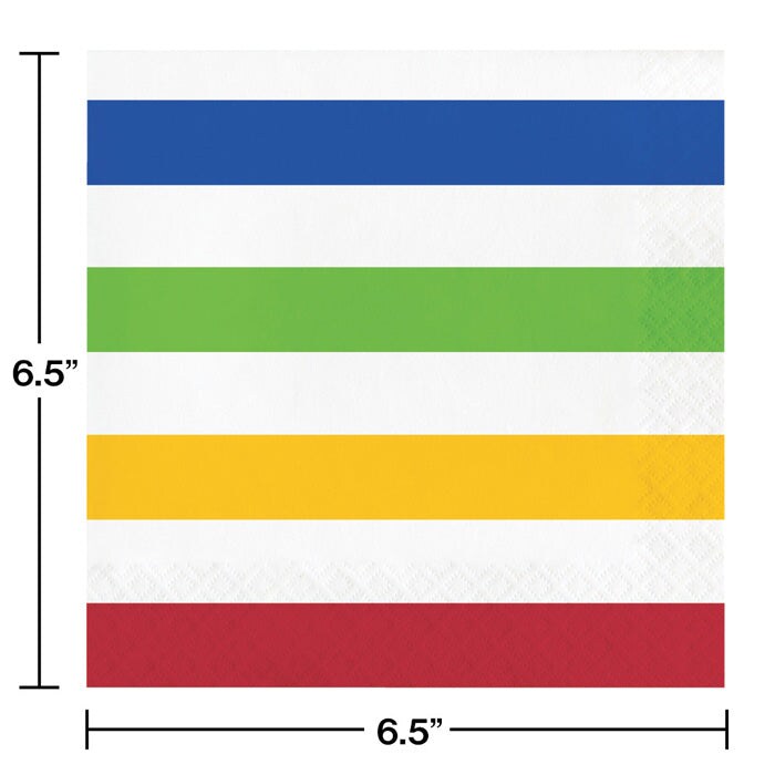 192 pc Bulk Multicolor Polka Dots and Stripes Paper Luncheon Napkins