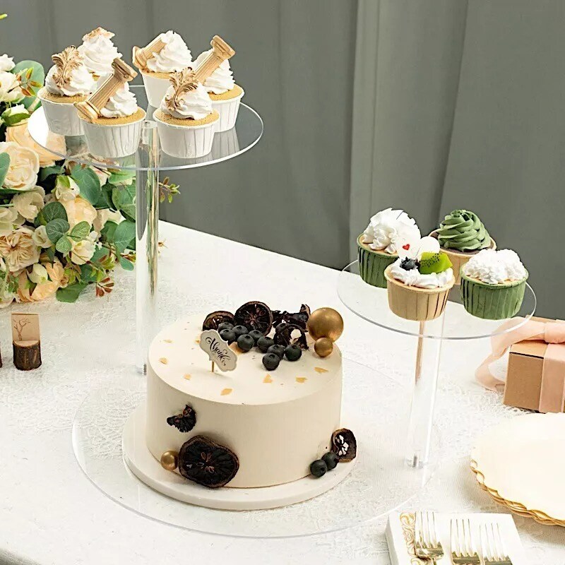 23 in Clear 3 Tier Spiral Plastic CUPCAKE Pedestal Dessert DISPLAY STAND Party