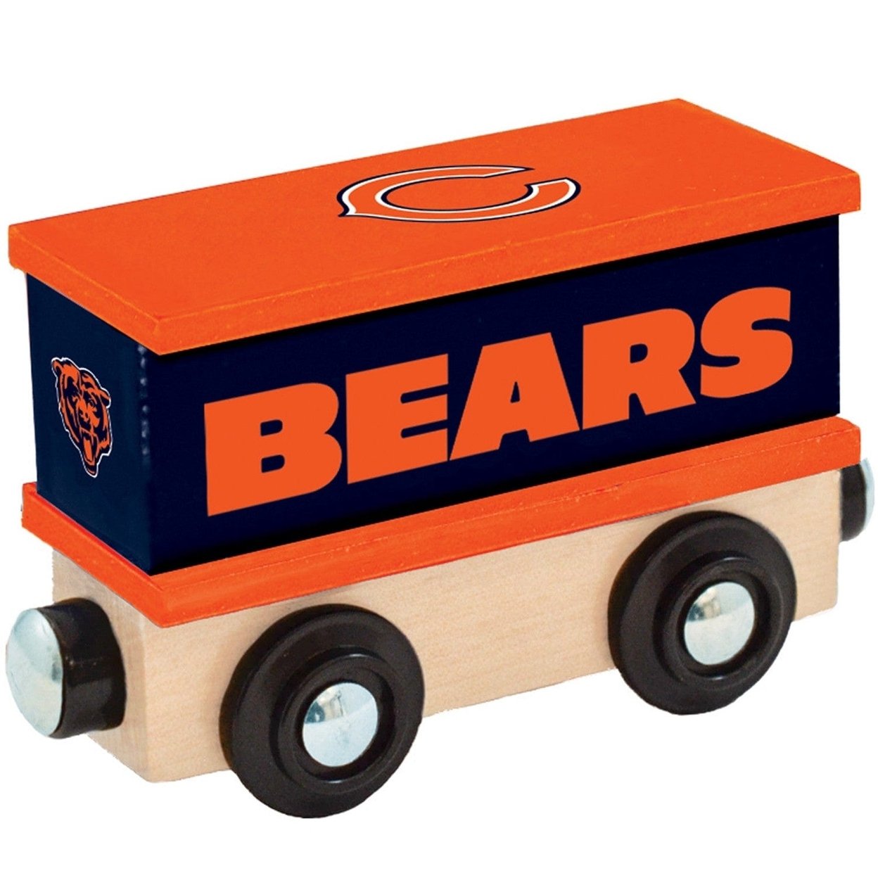 Chicago Bears Toy Train Box Car Hand-Painted Real Wood Ages 3 And Up