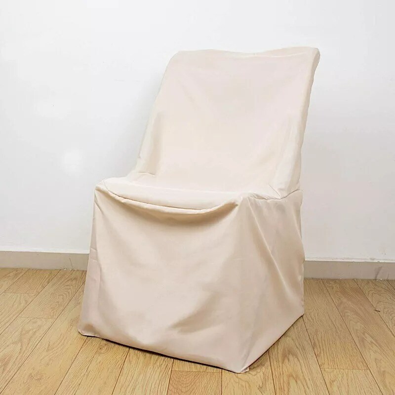 10 pcs Beige LIFETIME Folding CHAIR COVERS Slipcovers Polyester Supplies Event