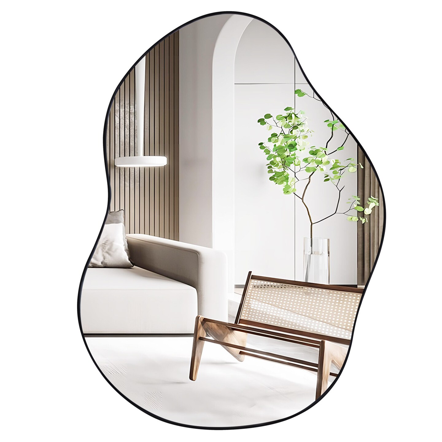 Irregular Wall Mounted Mirror with Premium Back Board-Black