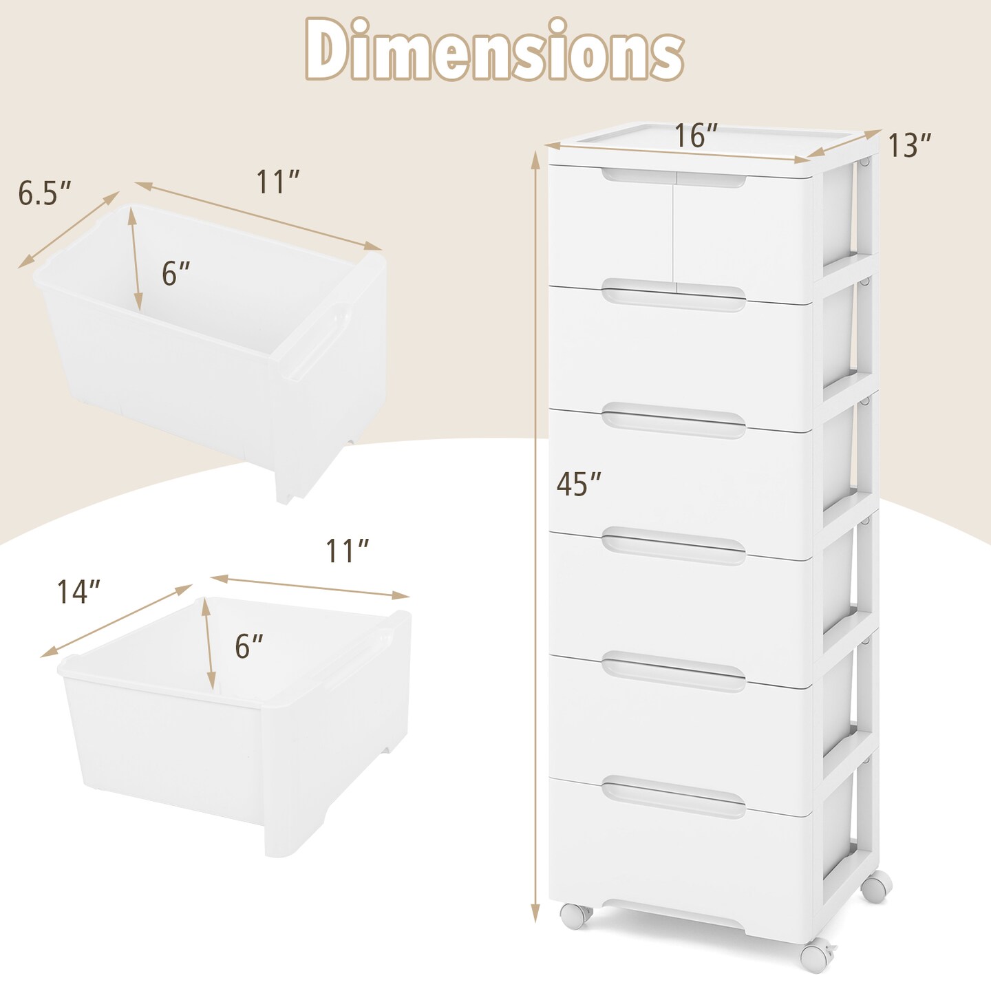 Rolling Storage Cabinet with Universal Wheels