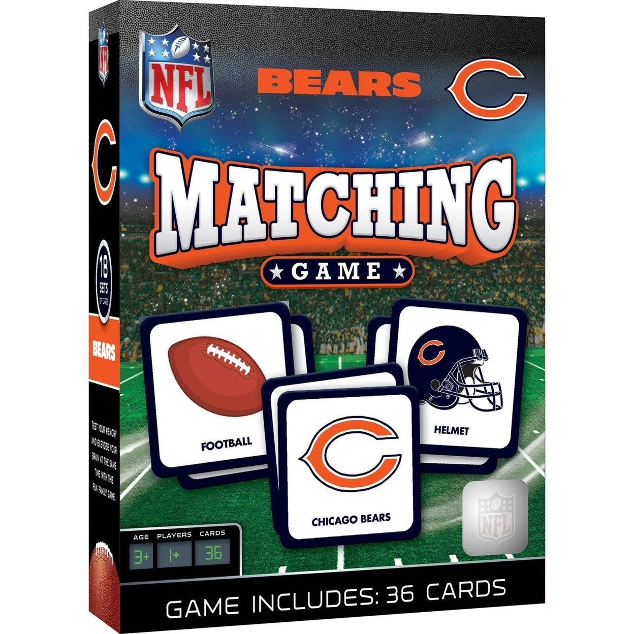 Masterpieces Chicago Bears Matching Game 18 Pairs Nfl Family Fun Ages 3+
