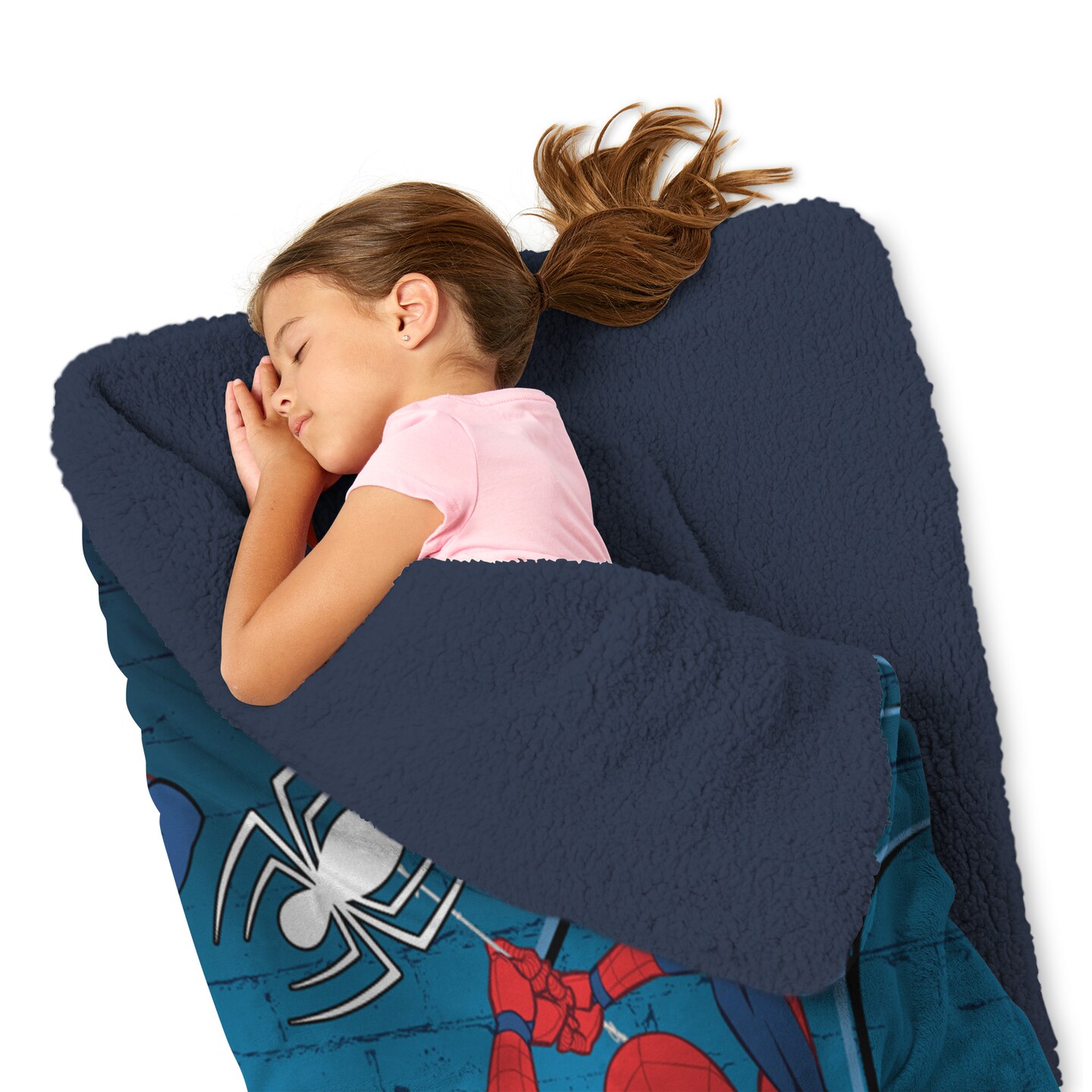 Marvel Spider-Man Web Chill Silk Touch Throw Blanket Sherpa Slumber Bag 27&#xD7;56 Inches