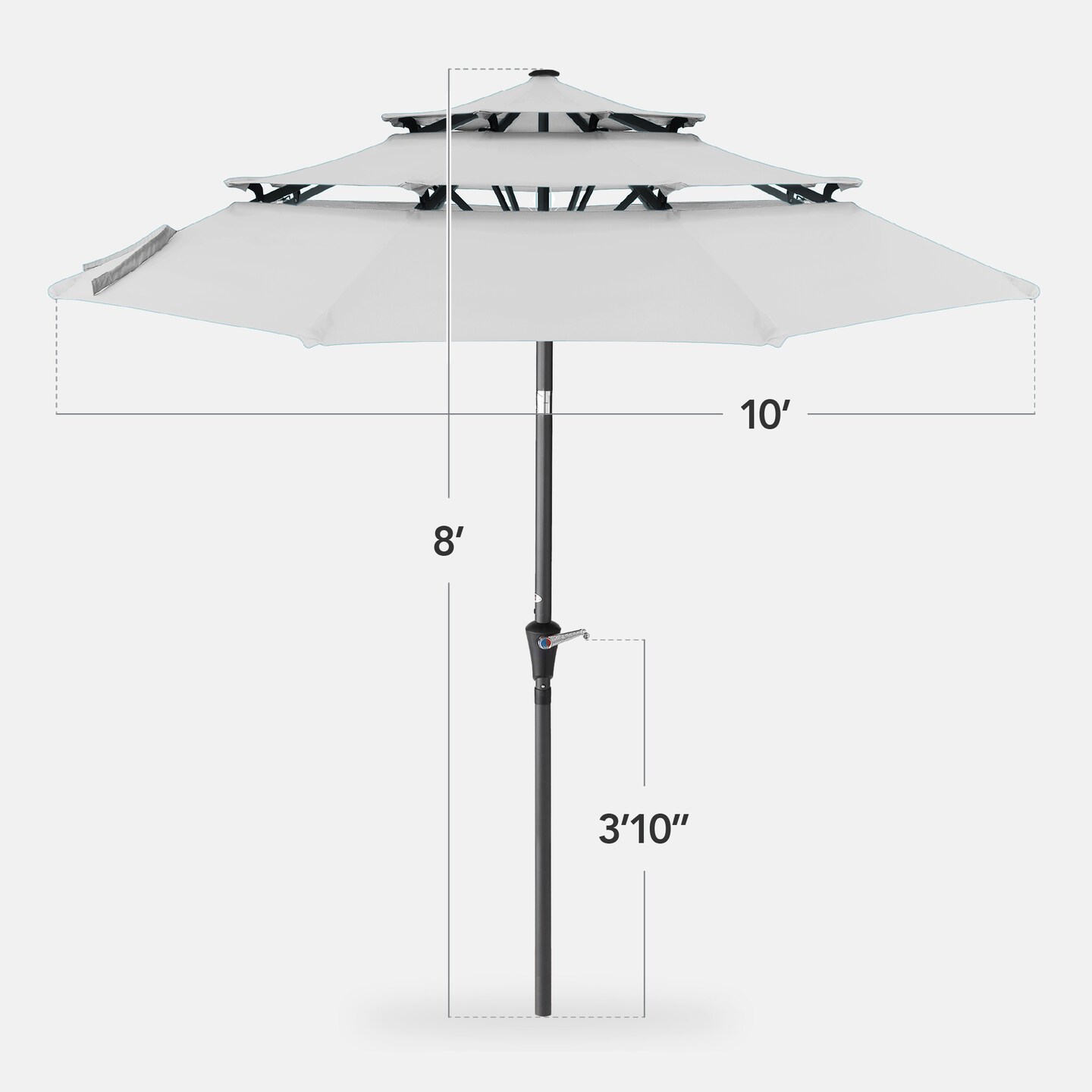 Best Choice Products 10ft 3-Tier Patio Umbrella, Market Sun Shade w/ Tilt Adjustment, Easy Crank