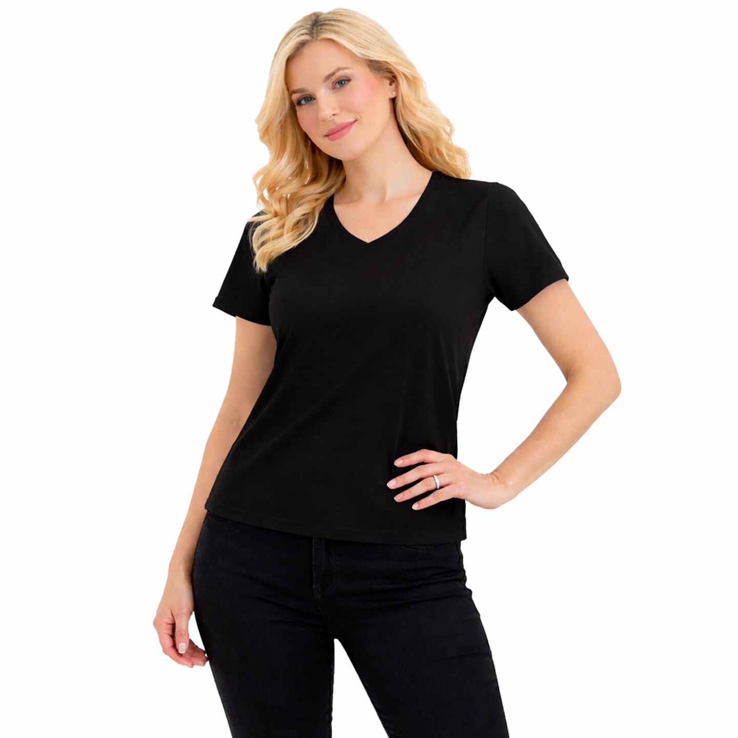 Galaxy Divatee Women’s Relaxed Fit V-Neck Short Sleeve T-Shirt-3 Pack