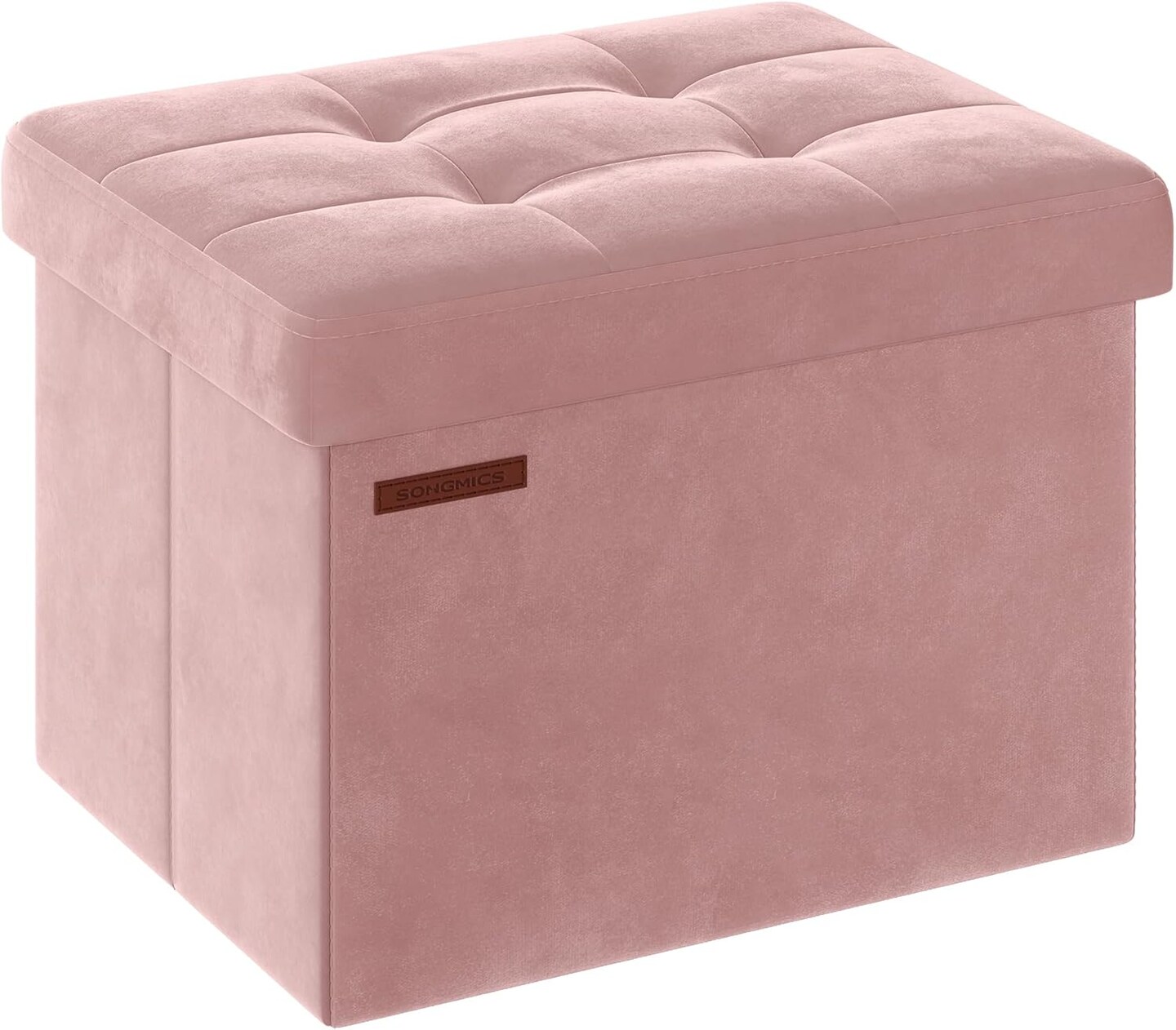 Foldable Small Ottoman Foot Rest Storage - 12.2 ''D x 16.1''W x 12.2 ''H (Jelly Pink)