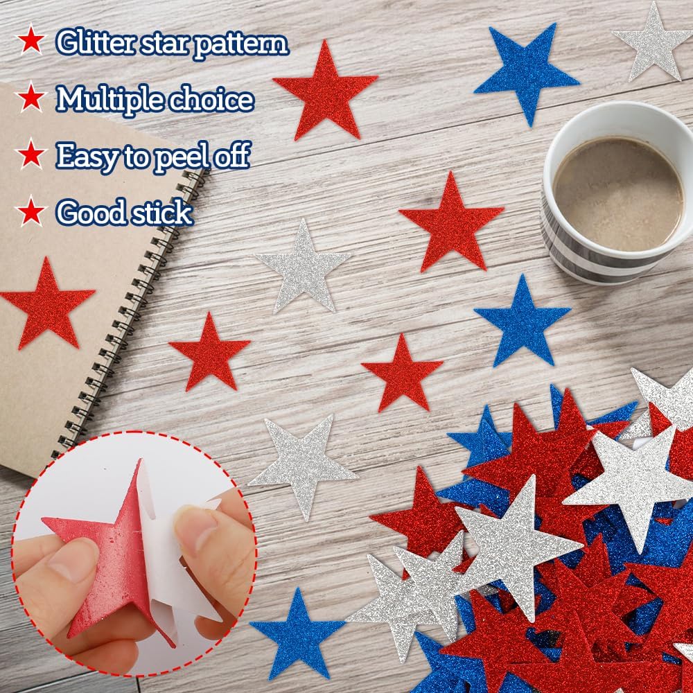 Foam Star Stickers, 100 PCS 4th of July Foam Stickers for Kids Crafts