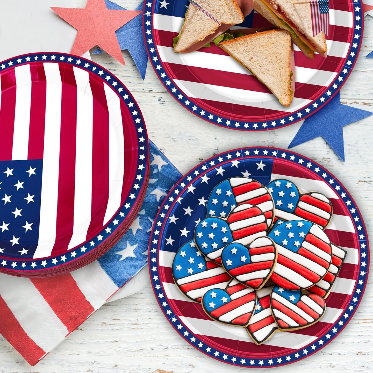 50pcs 4th of July 9" Heavy-Duty Paper Plates – Stars & Stripes Party Dinnerware Set (50 Pack)