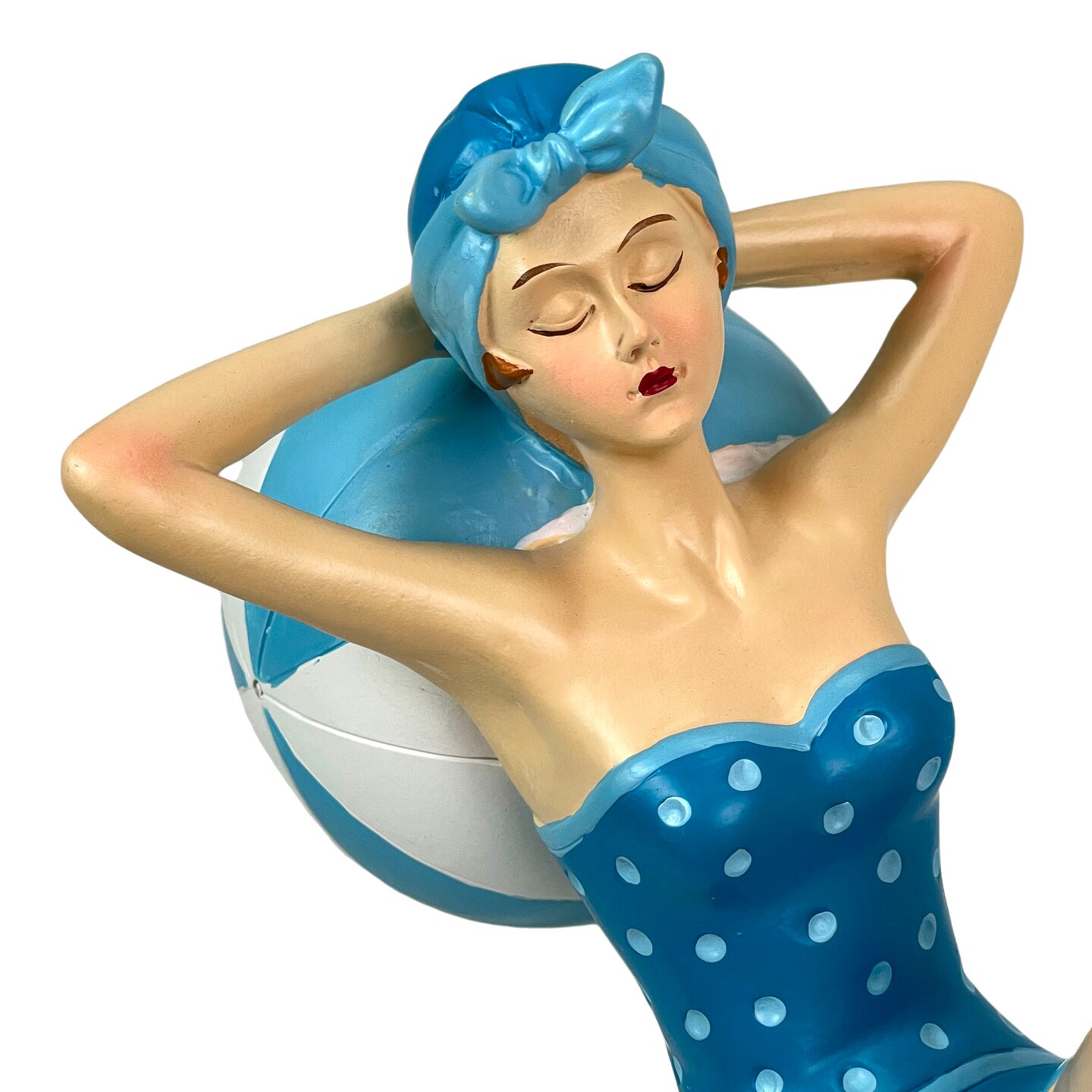 Retro Pinup Beach Beauty Figurines – Aegean Blue Polka Dot – Single Styles