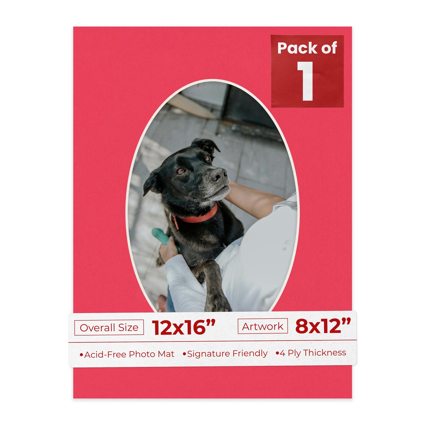 Cardinal Red Mat Board for 12x16 Frames - Oval Opening for 8x12 Photos