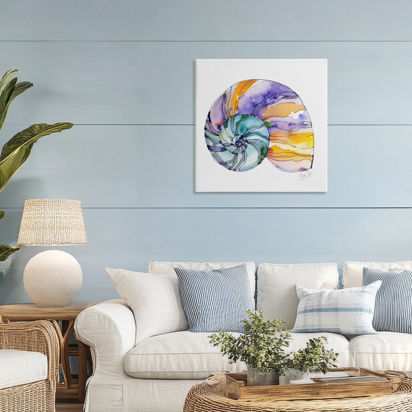 Stupell Industries Sunlit Striped Nautilus Canvas, design by Shelly Craig