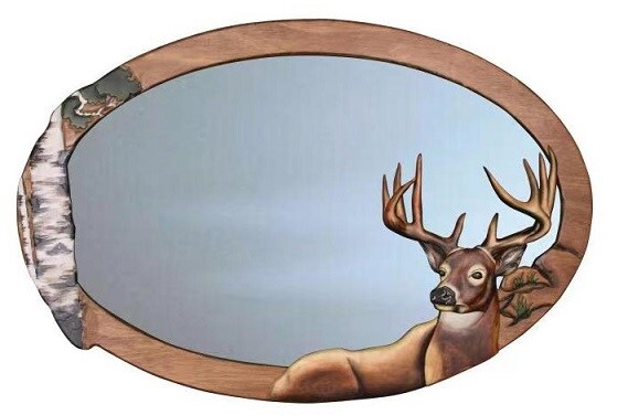 Deer Mirror &#x2013; 36&#x22; x 24&#x22; Rustic Wall Decor