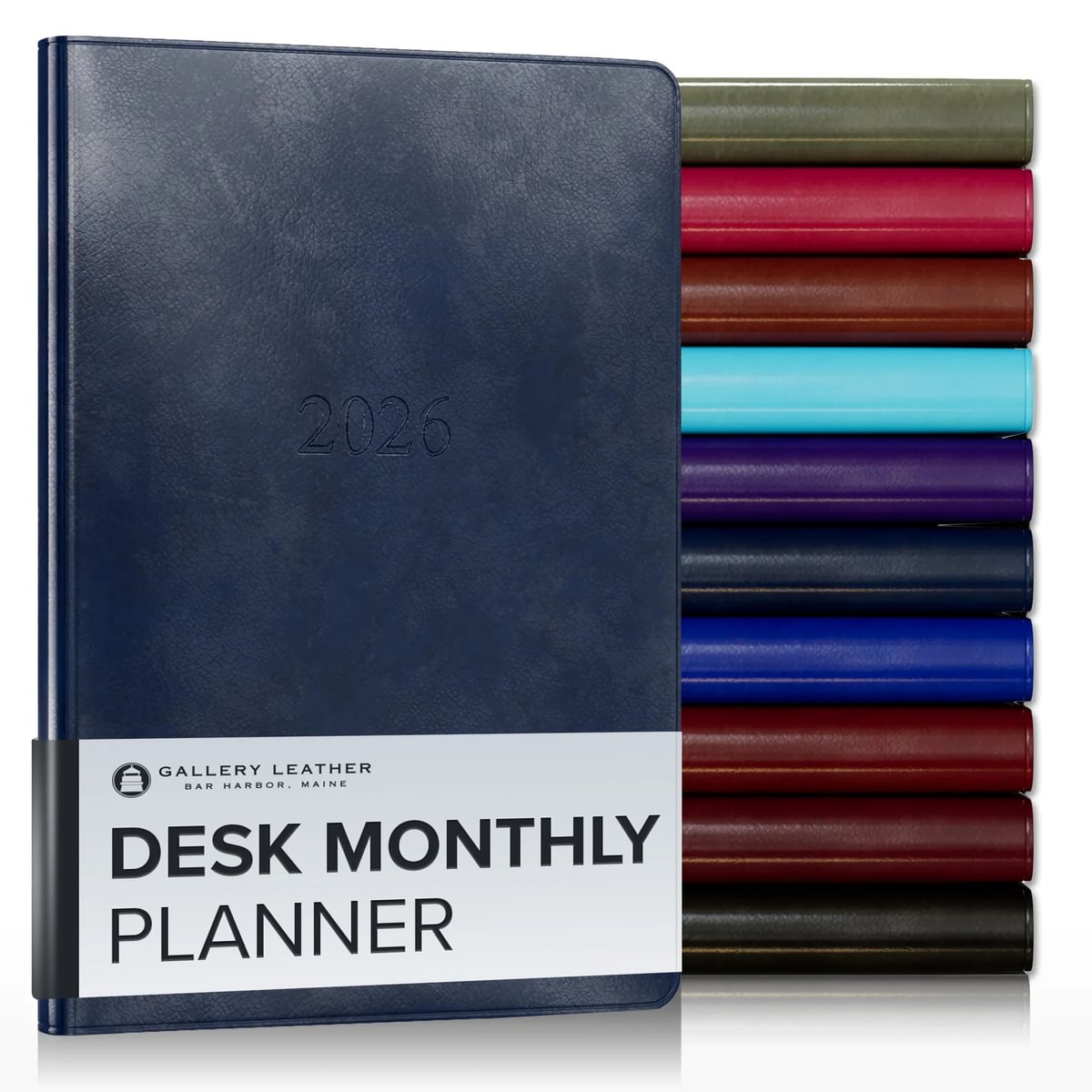 Gallery Leather Desk Monthly Planner 2026, Elegantly Bound Calendar Planner and Notebook with Stylish Gold-Gilded Page Edges, 18 Months - 8 x 5.5 ”