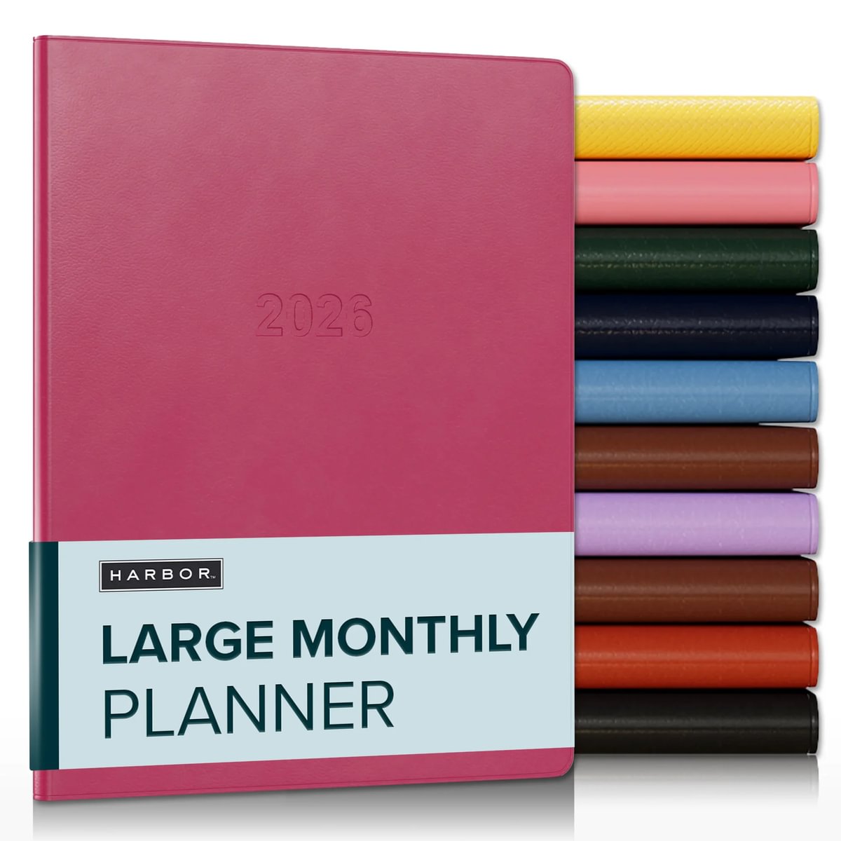 Harbor Large Monthly Planner 2026 - Calendar Planner and Notebook, Durable Faux Leather, 192 Pages, Softcover &#x26; Book Bound - 9.75 x 7.5 &#x22;