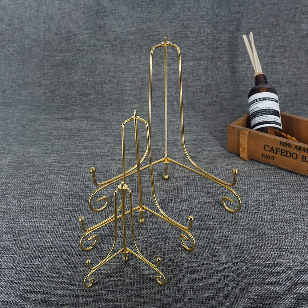 6 Pack Iron Display Stand,Gold Iron Easel Plate Holder Stand for Displaying Pictures, Plates, Books and Arts (4, 6, 8 inch)