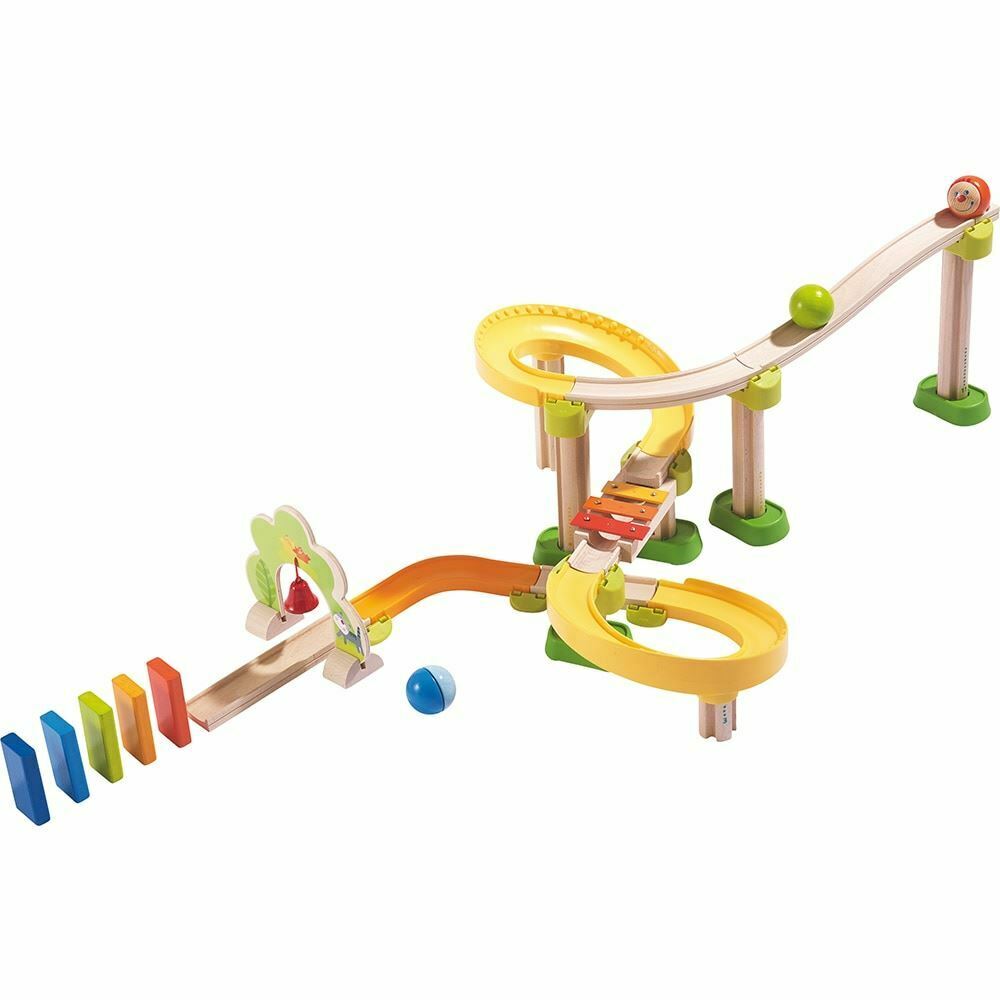 HABA Kullerbu Sim-Sala-Kling - 38 Piece Wooden &#x26; Plastic Ball Track Set with Steep Curves and Musical Effects