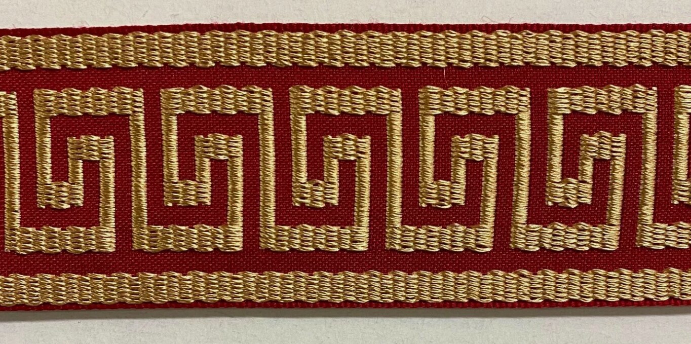 1-3/4" Greek Key Jacquard Woven Ribbon Trim - 6 Continuous Yards - Many Colors!