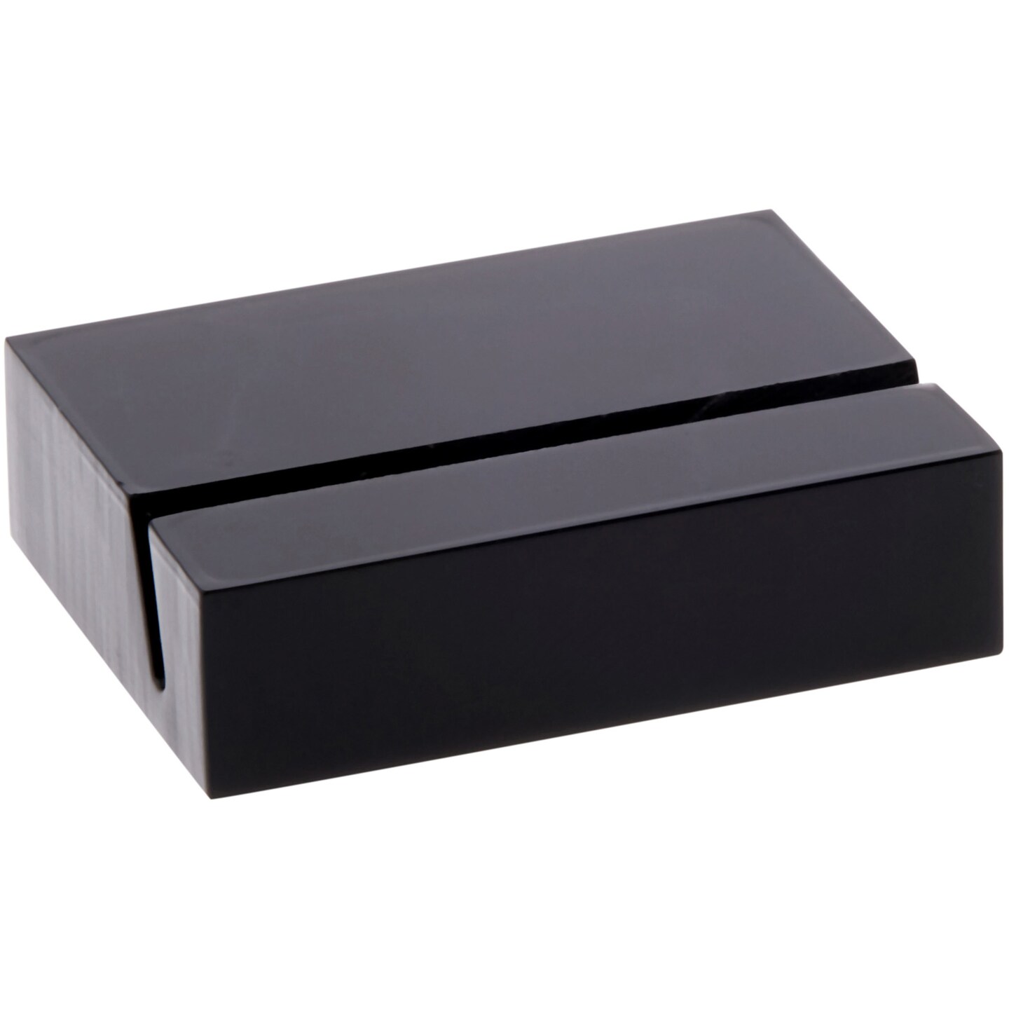 Plymor Black Acrylic Block with Sign Display Holder Slot, 1.25" W x 1" D x .375" H
