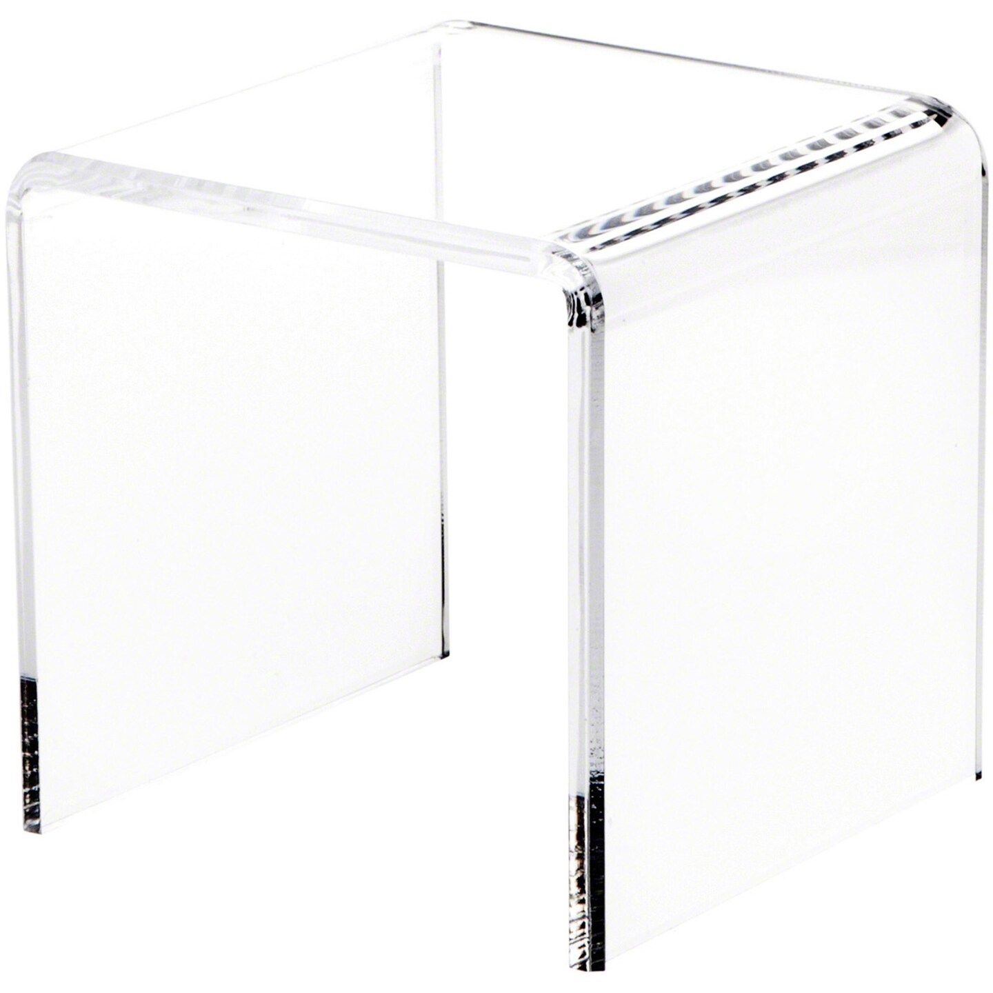 Plymor Clear Acrylic Beveled Square Display Riser, 7" H x 7" W x 7" D (3/8" thick)