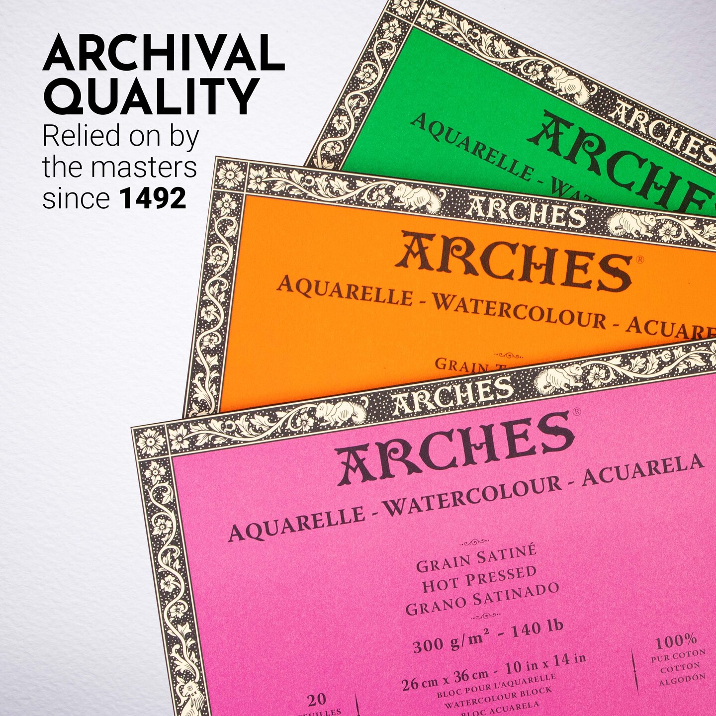 Arches Aquarelle Cold Pressed Watercolor Block 10"X14"- 140lb, 20 Sheets