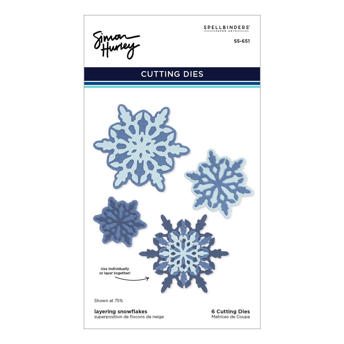 Spellbinders Etched Die By Simon Hurley-Layering Snowflakes, Let It Snow