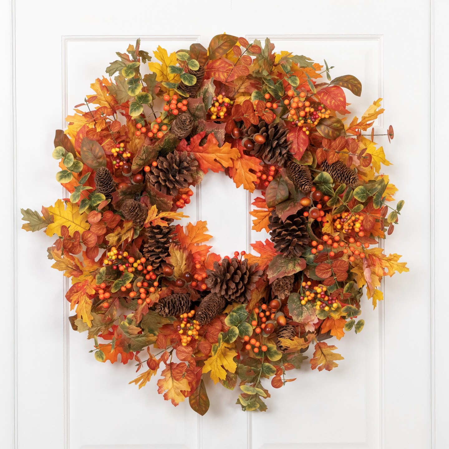 Northlight Maple Leaves and Pinecone Fall Harvest Artificial Wreath - 30&#x22; - Unlit