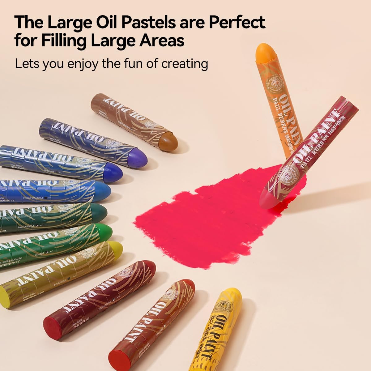 Oil Pastels, 12 Vibrant Colors Extra Large Oil Pastels Set A, Creamy texture Easy to Blend HAIYA Oil Pastels for Artists, Great for Filling in Large Areas