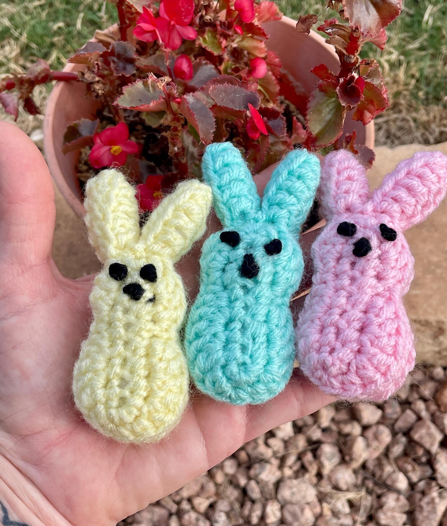 Crochet Easter Peeps, Marshmallow bunnies, set of three, Easter