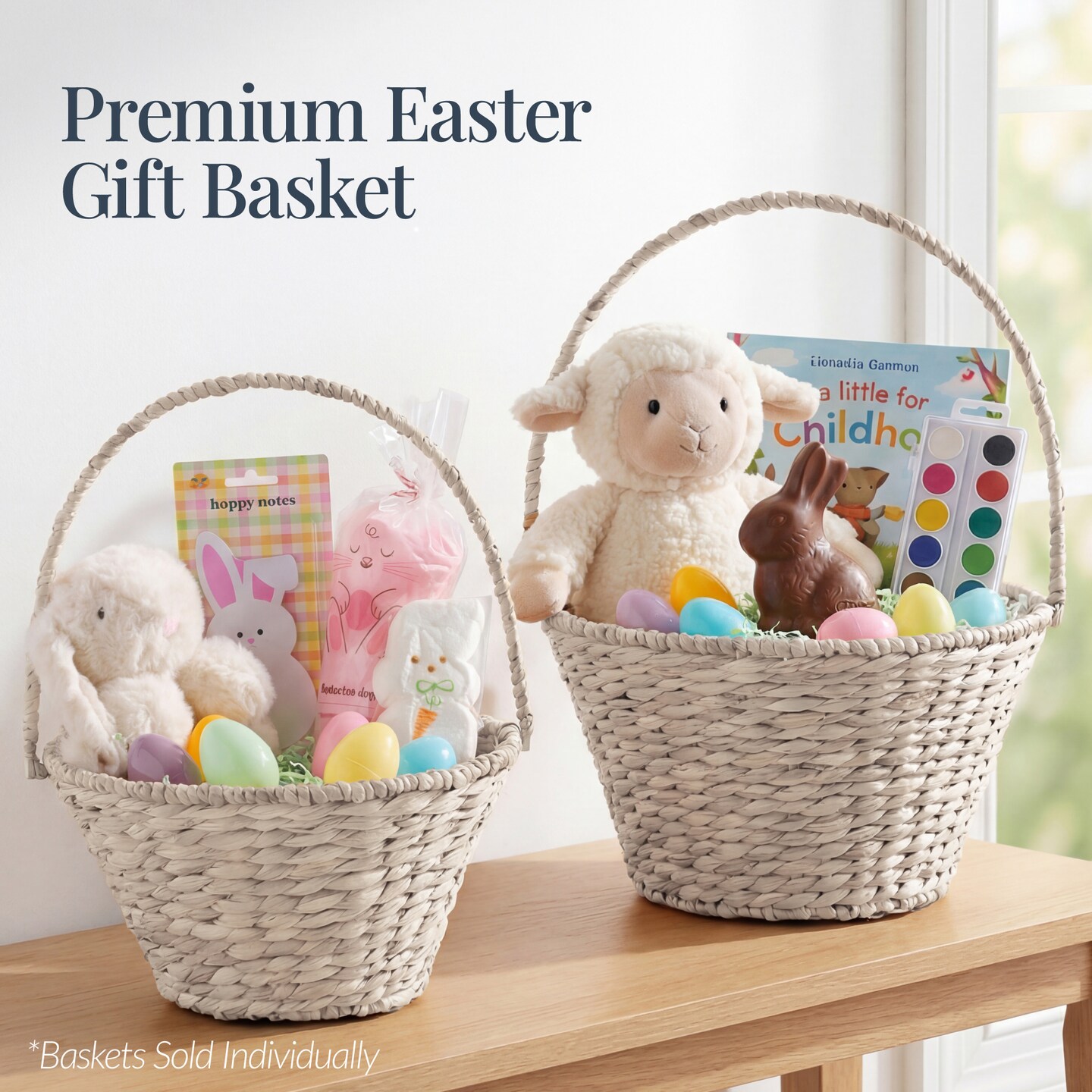 Best Choice Products Easter Basket, Large Woven Easter Basket for Kids w/ Collapsible Handle, Tapered Shape