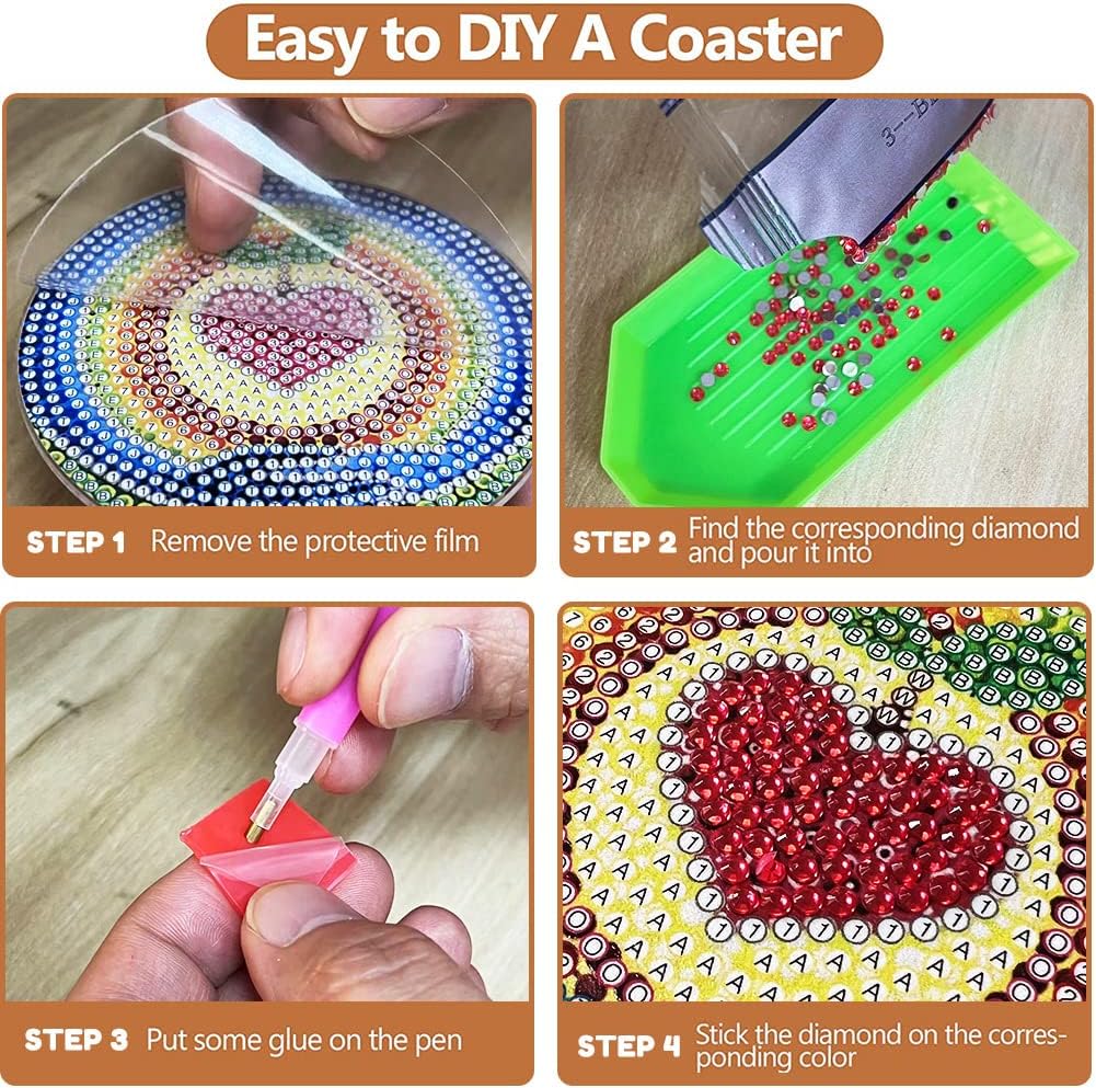 6 Pcs Diamond Paintings Coasters Kits with Holder, DIY Football Diamond Art Coasters for Adults Kids, Diamond Dot Kits for Philadelphia Craft Gifts