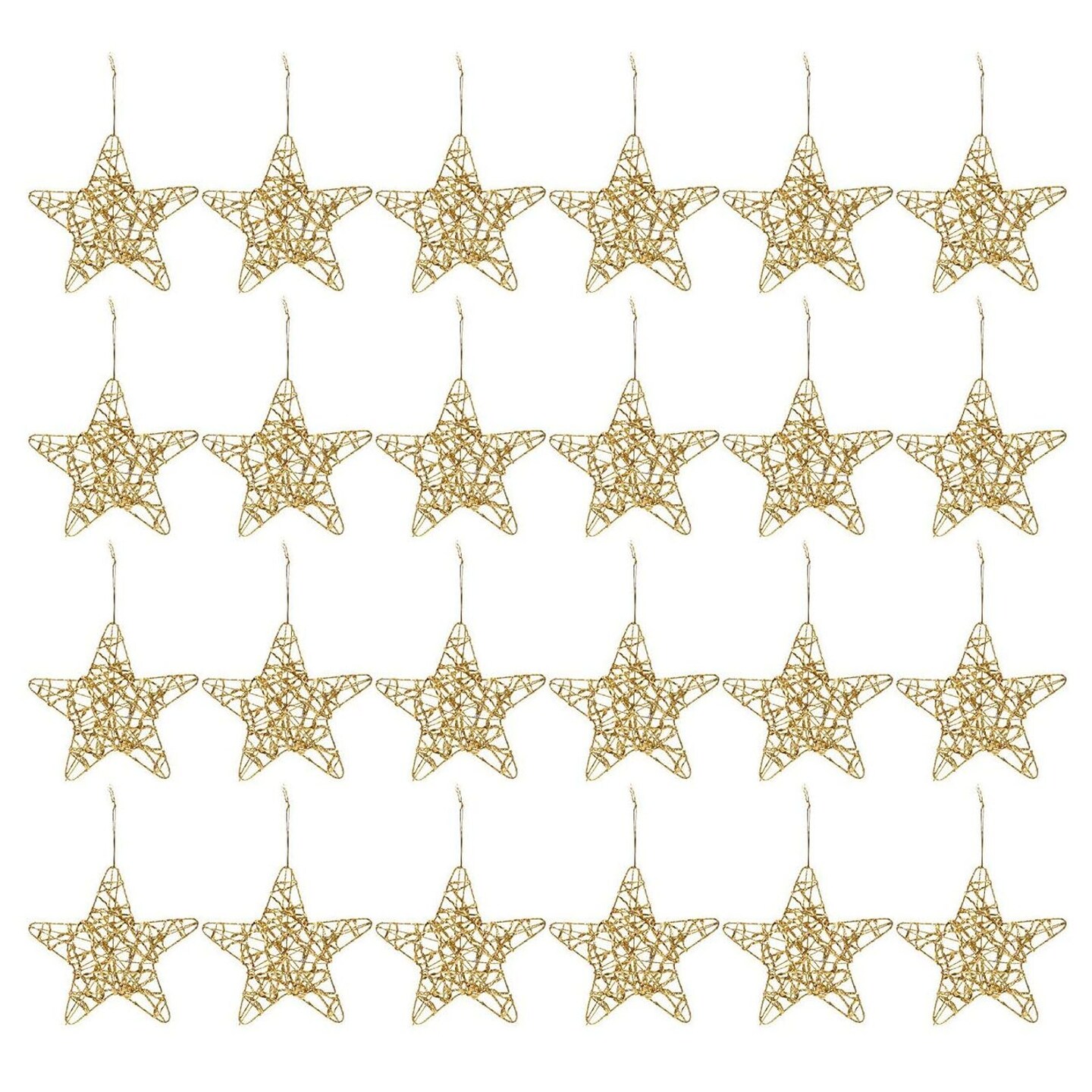 Juvale 24 Pack Bulk Christmas Star - Gold Ornaments, 6 Inches Gold Christmas Tree Decorations, Ideal for Hanging on Indoor and Outdoor Christmas Trees