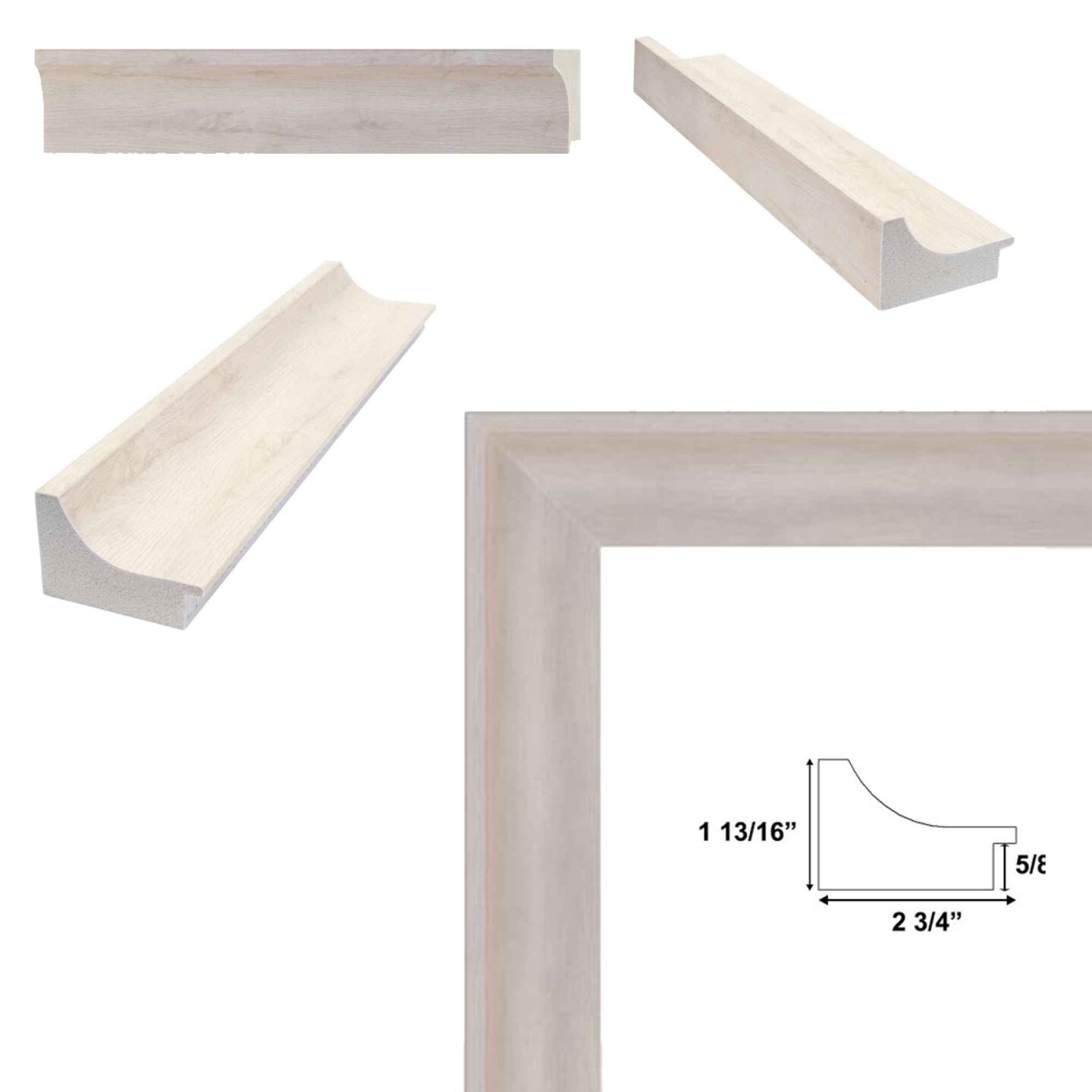Wide White Wash Scoop Wooden Picture Frame 30x40 frame