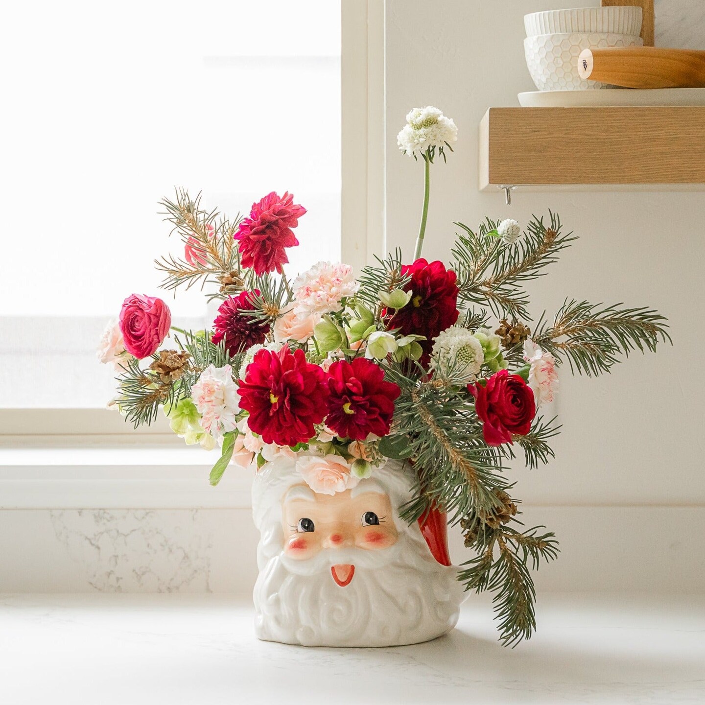 SANTA HEAD VASE CONTAINER