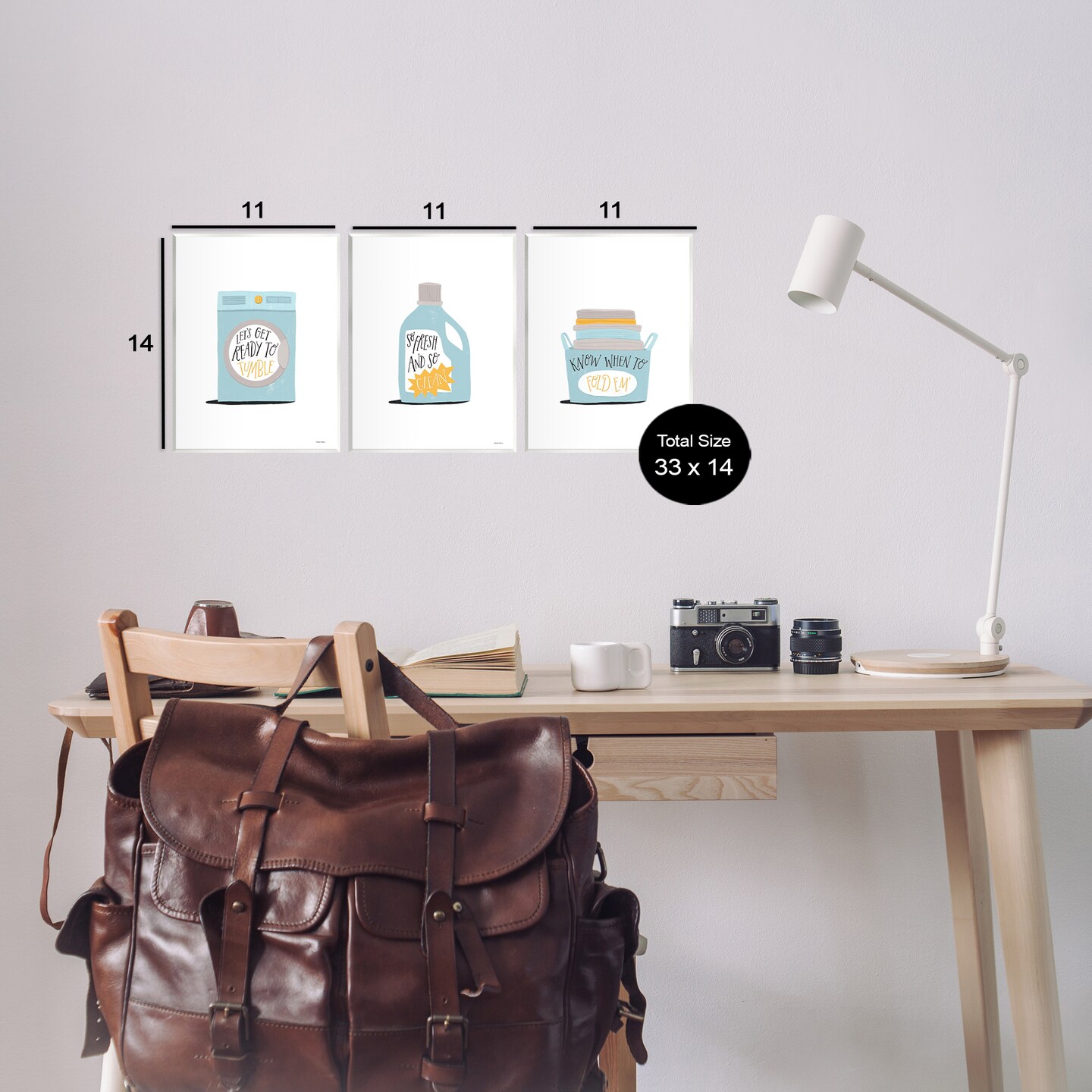 Stupell Industries Minimal Laundry Phrases 3pc Wall Plaque Art Set Design by Rachel Nieman