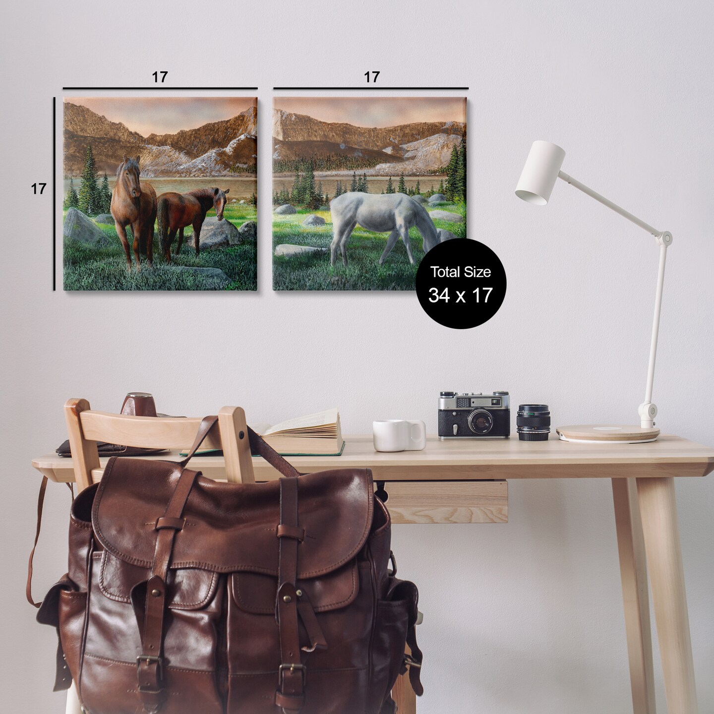 Stupell Industries Country Valley Horses Grazing 2pc Canvas Wall Art Set Design by Kevin Daniel