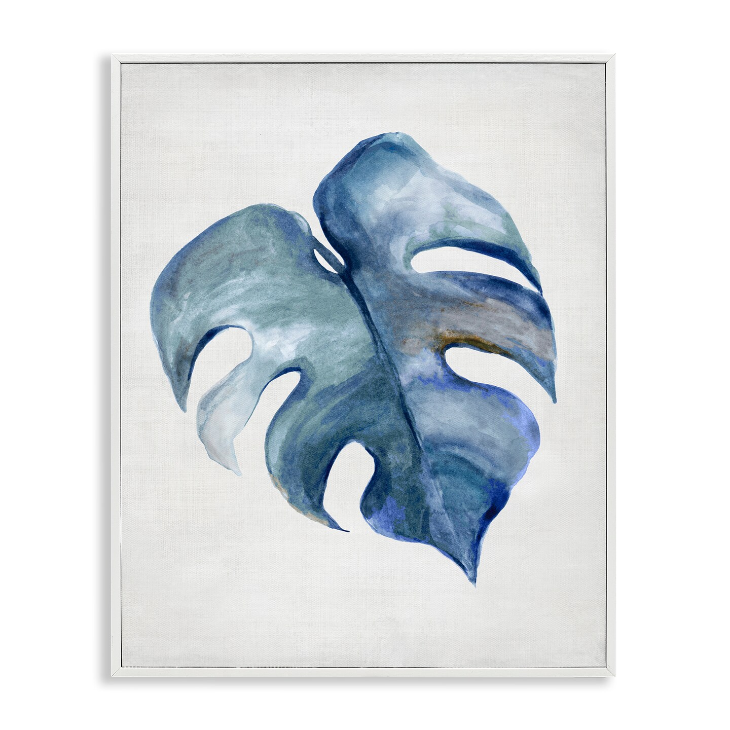 Stupell Industries Blue Monstera Leaf Framed Giclee Wall Art Design by Hannah Dawson