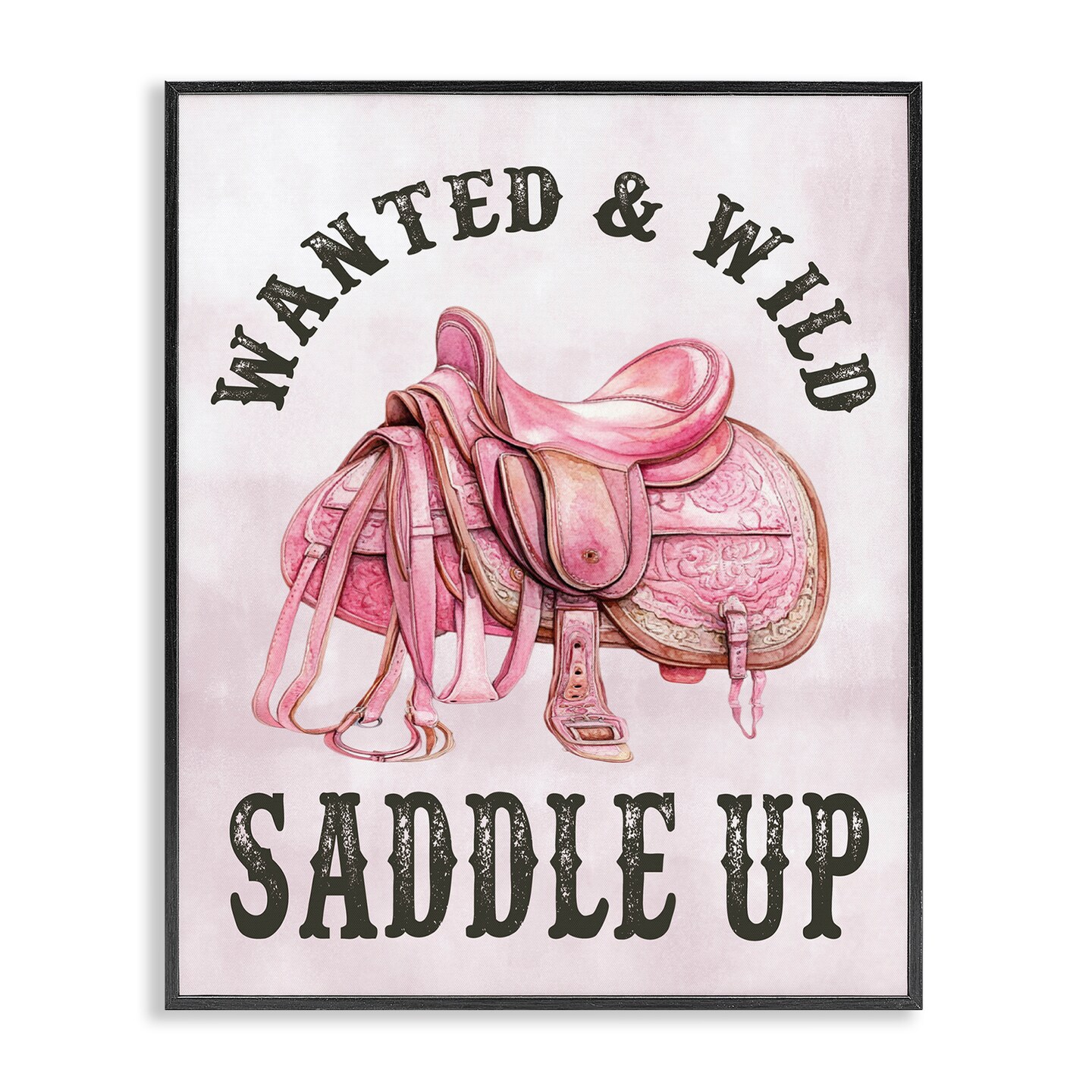 Stupell Industries Pink Saddle Up Cowgirl Framed Giclee Wall Art Design by Lettered and Lined