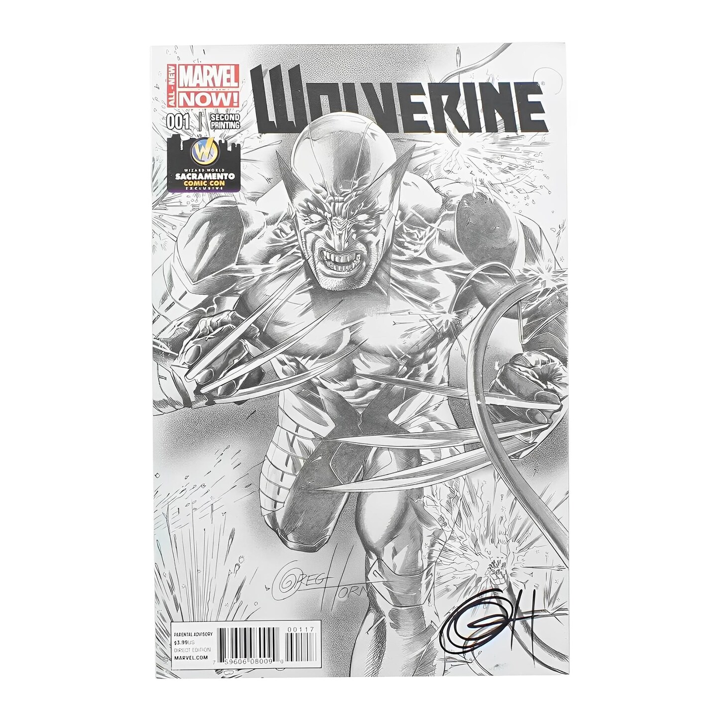 Marvel NOW! Wolverine #1 | Autographed WW Sacramento B&W Cover - Greg Horn