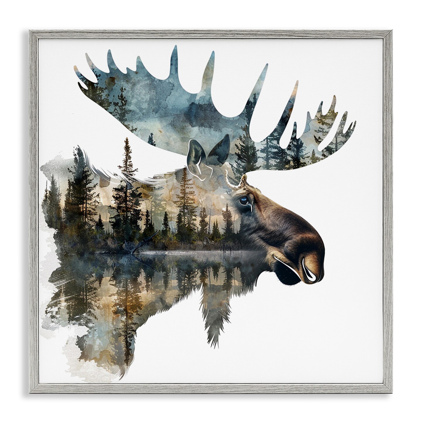 Stupell Industries Moose Head Silhouette Framed Giclee Wall Art Design by LSR Design Studio