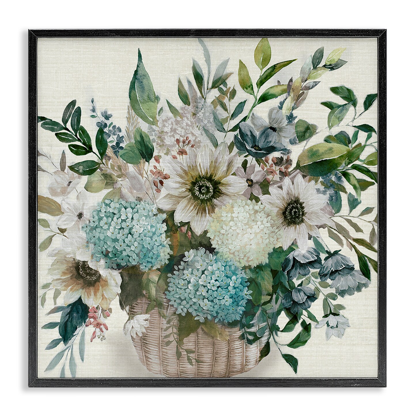 Stupell Industries Country Basket of Flowers Framed Giclee Wall Art Design by Nan