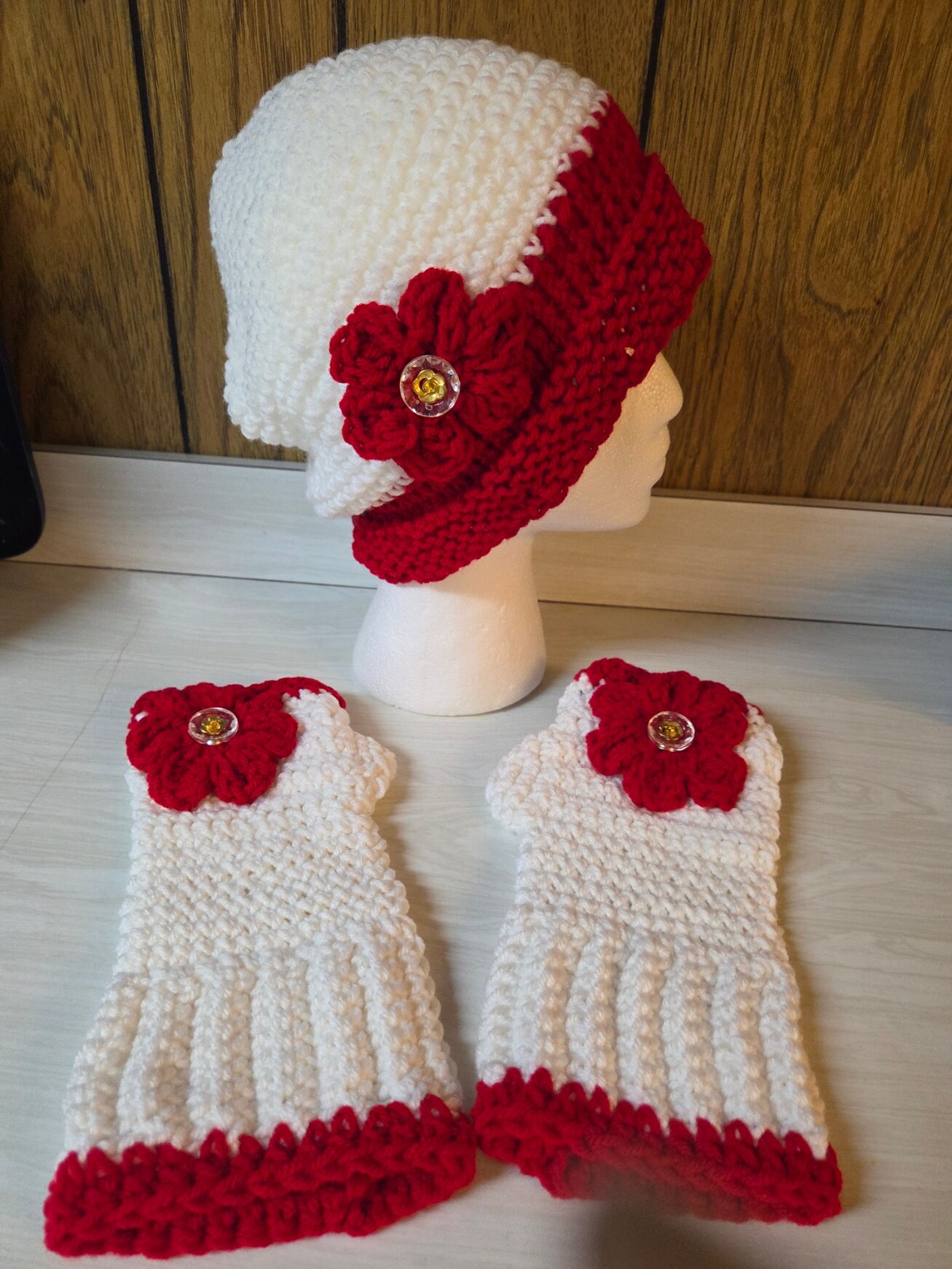 Nyc Artisan Red Crochet Hat and Gloves Set Crochet-Pattern-School-Colors-  main image 3