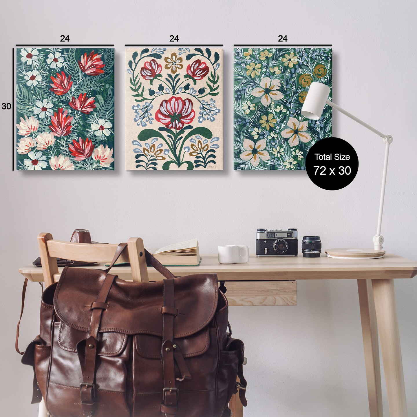 Stupell Industries Boho Folksy Florals 3pc Canvas Wall Art Set Design by Yvette St. Amant