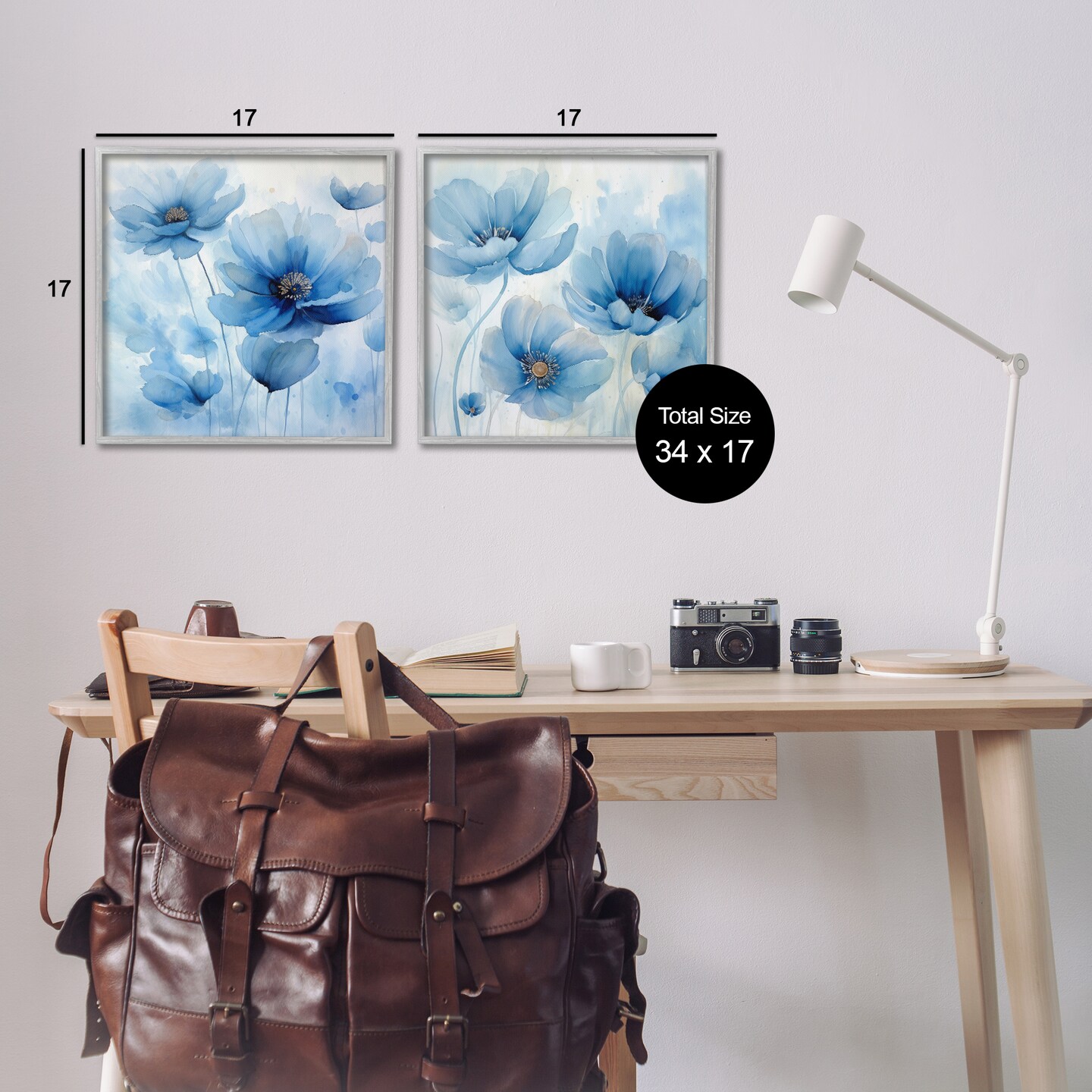 Stupell Industries Saturated Blue Blossoms 2pc Framed Giclee Wall Art Set Design by Irena Orlov