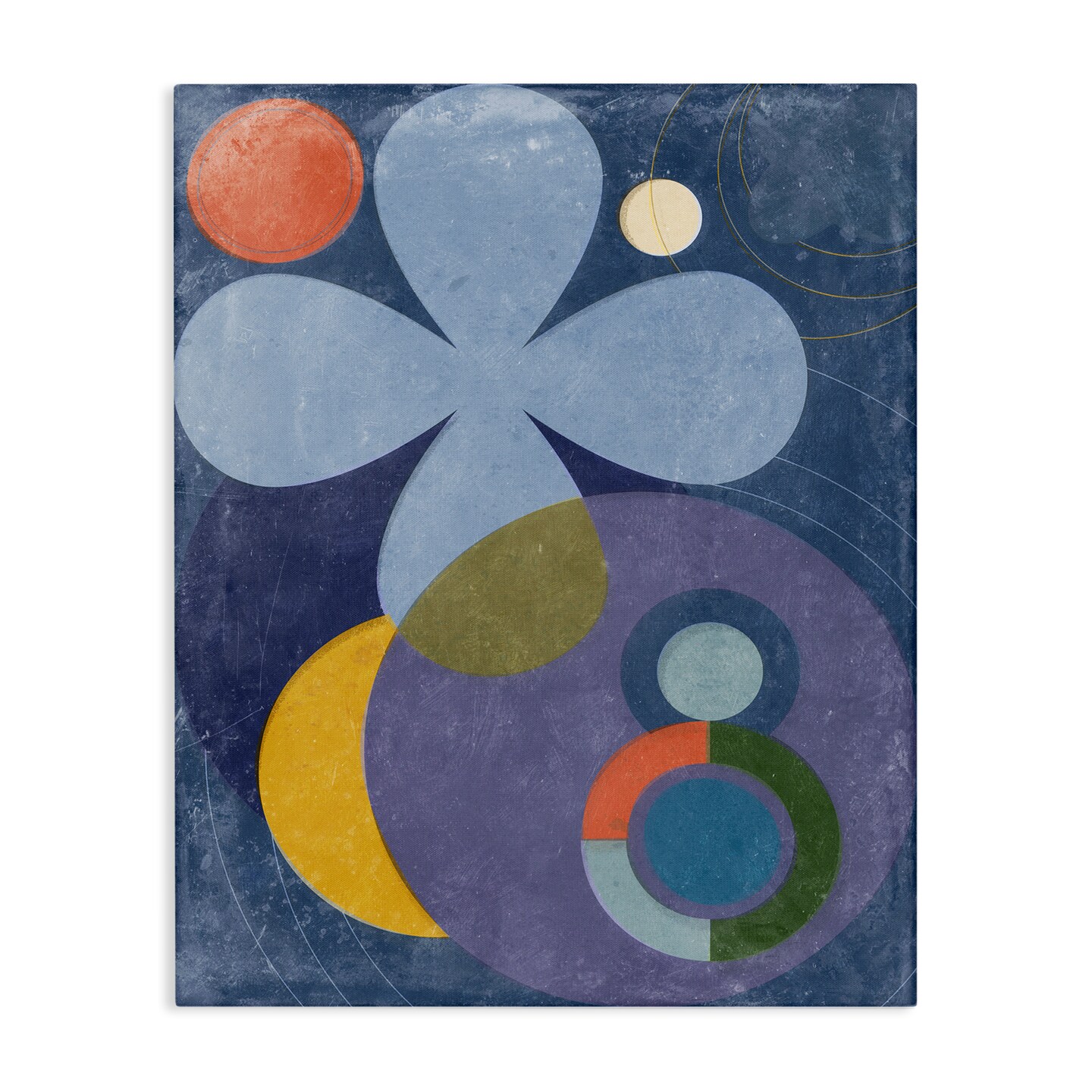 Stupell Industries Blue Retro Curved Shapes Canvas Wall Art Design by Victoria Barnes
