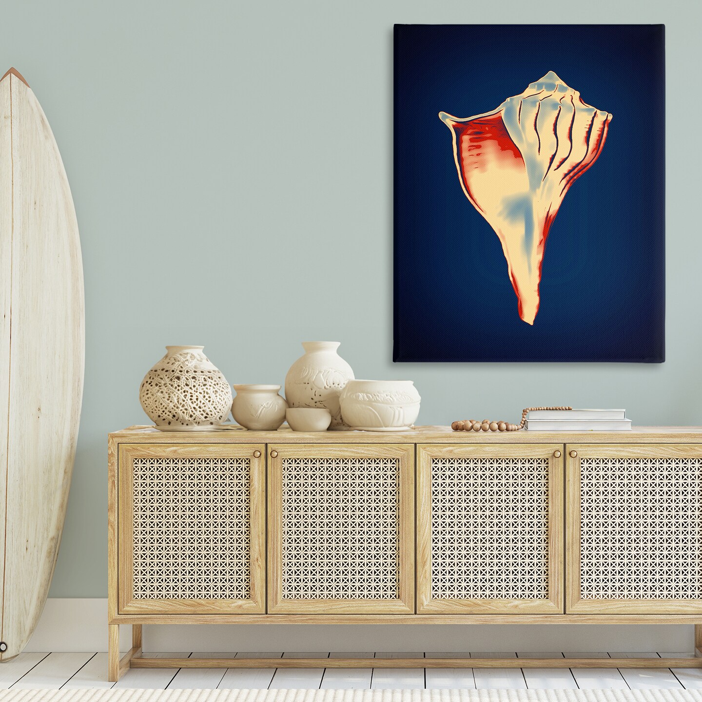 Stupell Industries Lightning Whelk on Blue Canvas Wall Art Design by Graffi*tee Studios